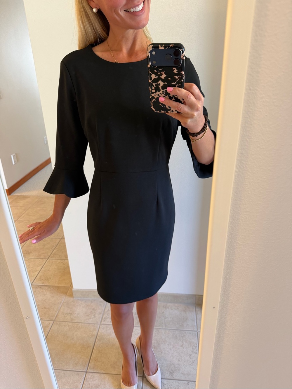 Donna Morgan Black Ruffle-Sleeve Dress, like new! Size 12